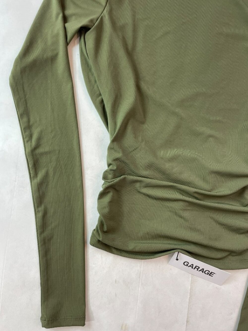 Garage Long Sleeve Cowl Back Top Kalamata Green Women's Size TTP/XXS MSRP$45 NWT - Picture 3 of 8